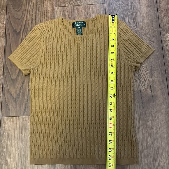 Lauren Ralph Lauren beige/camel color shirt sleeve sweater petite medium - Picture 3 of 6